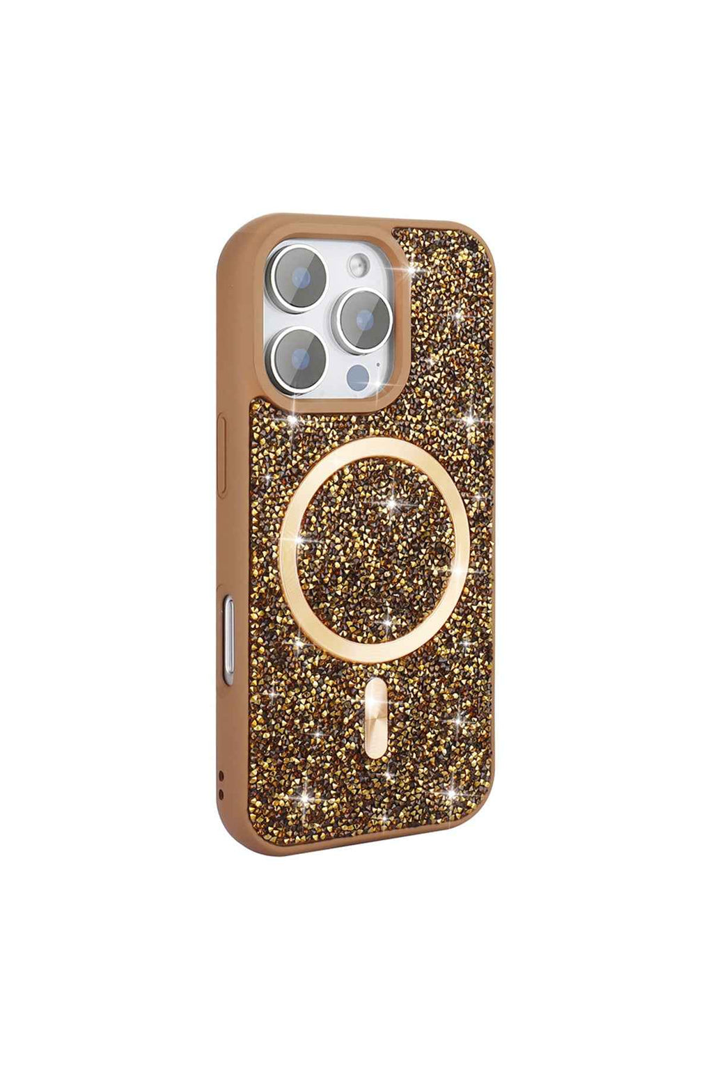 iPhone 16 Pro Max Case Glitter Mosaic Magnifying Glass Rhinestones - GoSavvyNow