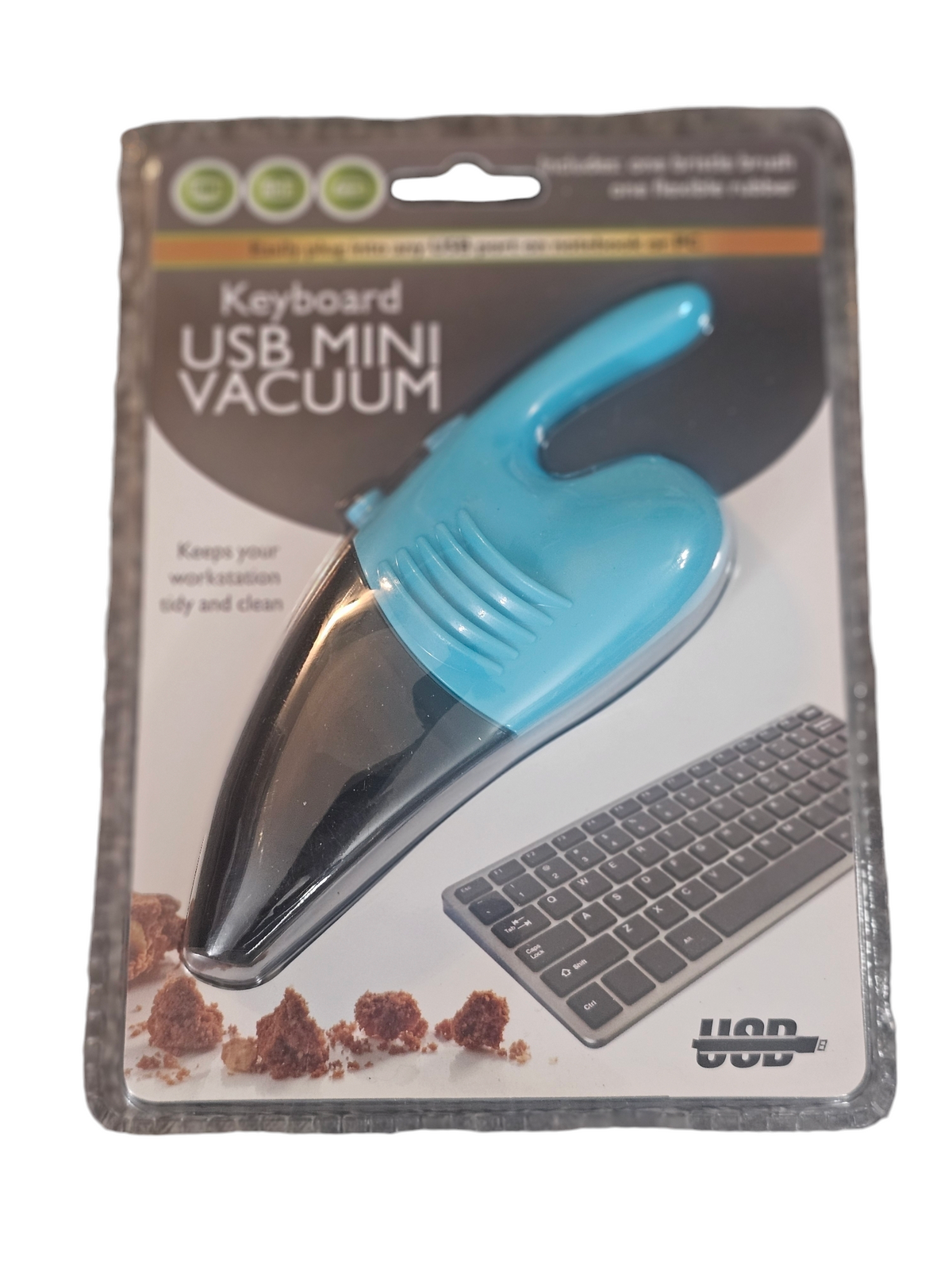 USB Powered Mini Crumb Catcher Keyboard Vacuum with 2 Attachments - GoSavvyNow