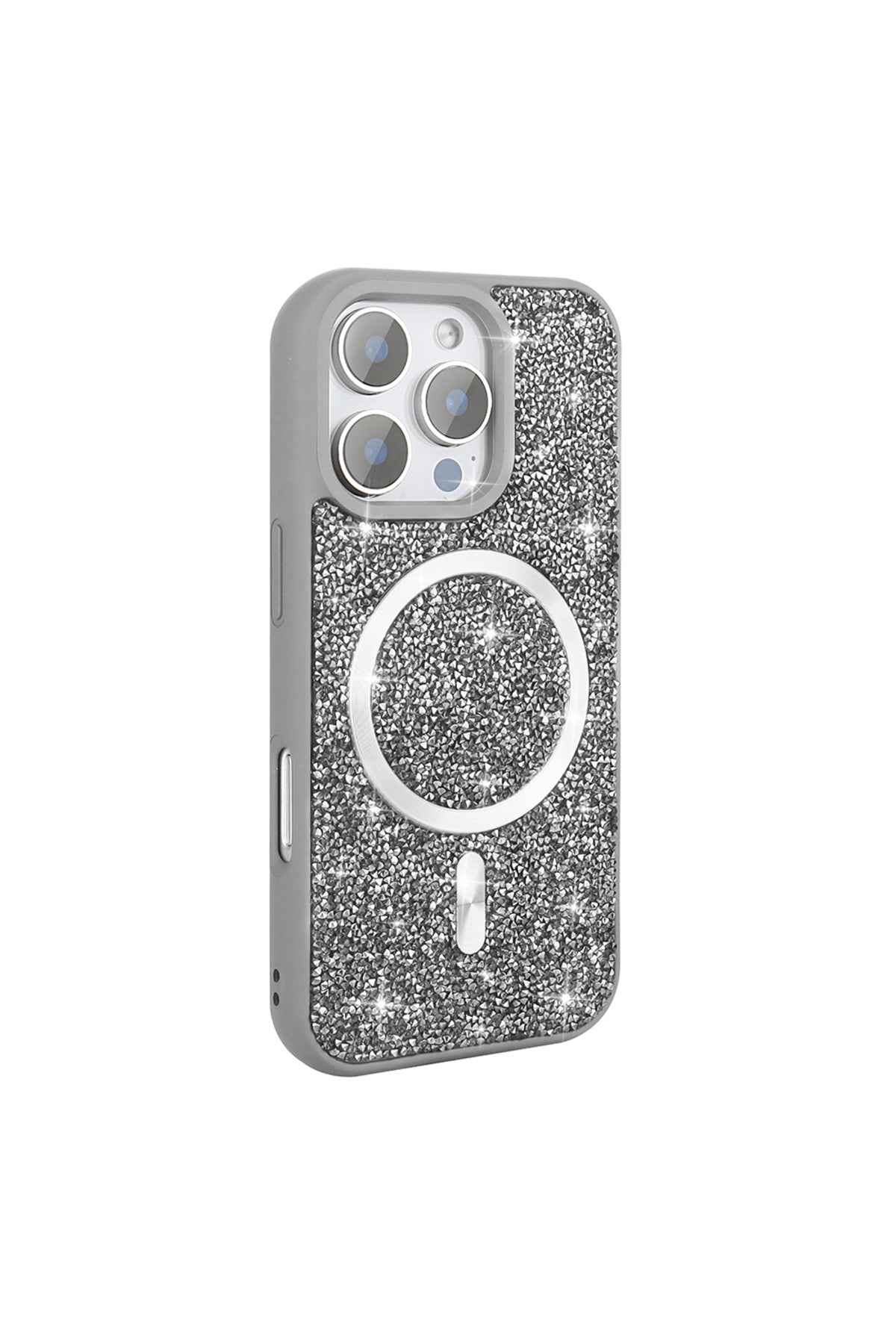 iPhone 16 Pro Max Case Glitter Mosaic Magnifying Glass Rhinestones - GoSavvyNow