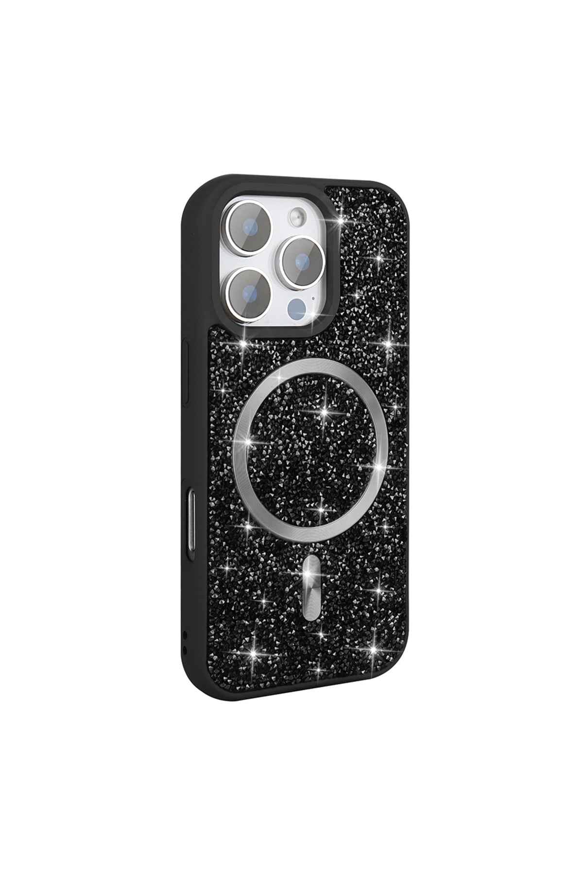 iPhone 16 Pro Max Case Glitter Mosaic Magnifying Glass Rhinestones - GoSavvyNow