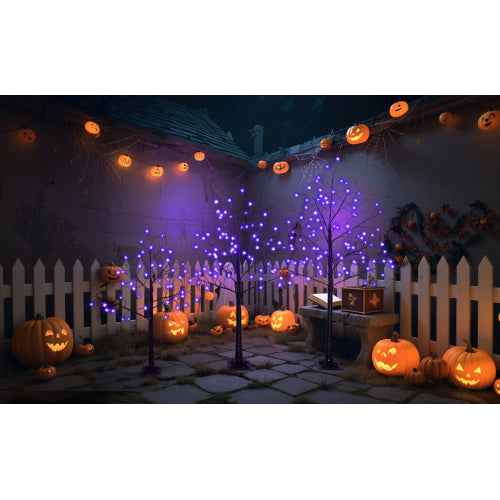 Lighted Spooky Tree 3-Pack – Purple LEDs, 4/5/6 ft