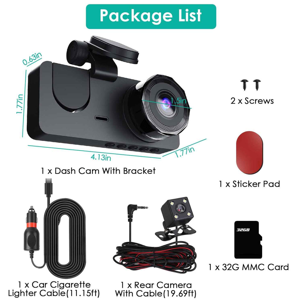 Dash Cam for Front and Back