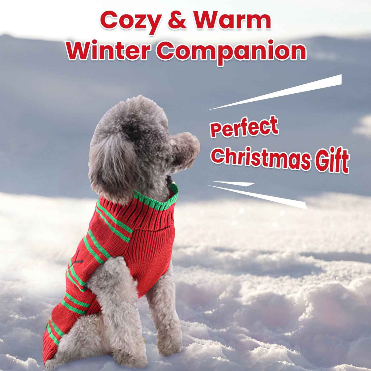 Pet Christmas Turtleneck Sweater – 2 Patterns, 4 Sizes