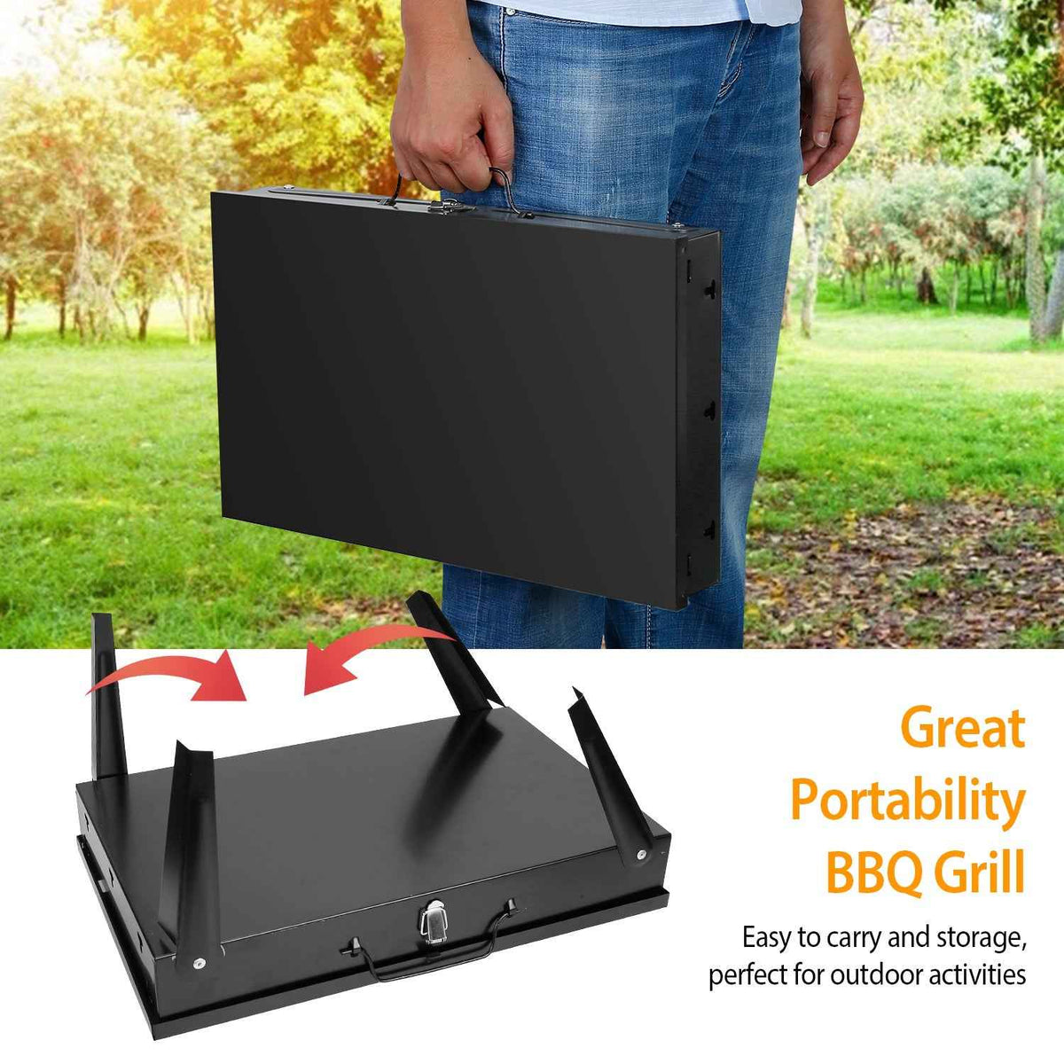 Foldable Portable Charcoal Grill – Suitcase BBQ for Camping