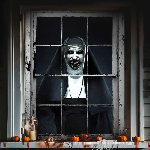 3D Witch & Ghost Window Cover – Halloween Party Backdrop