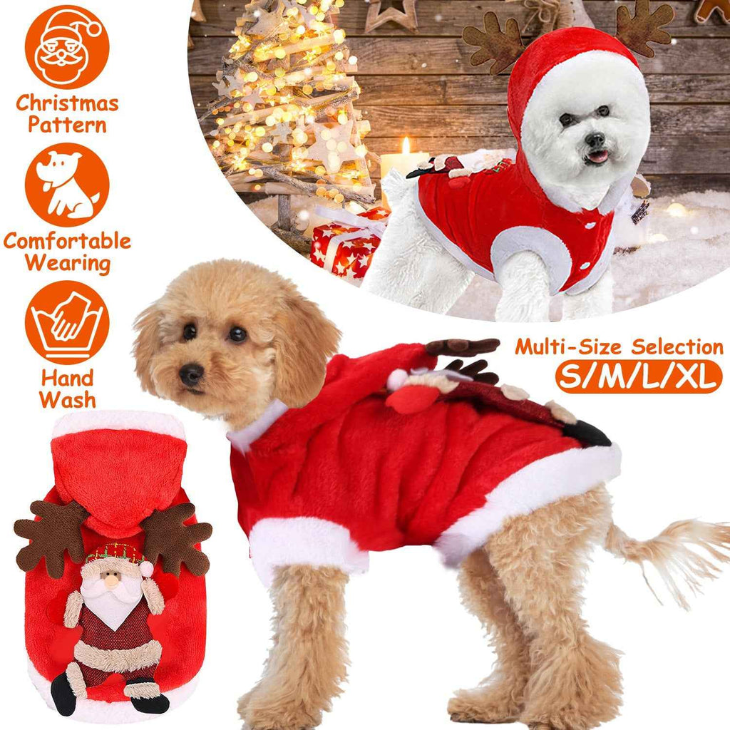 Pet Santa Reindeer Costume with Antlers – Dogs & Cats