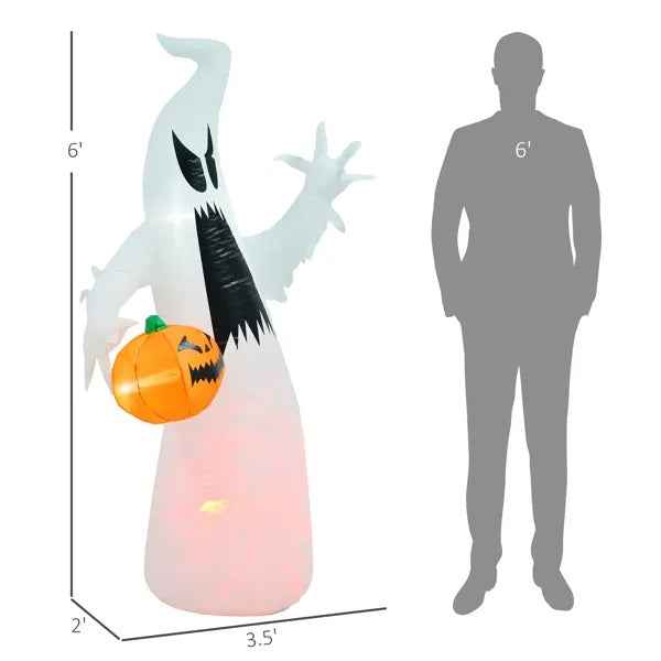 White Ghost with Pumpkin – 5.9 ft LED Inflatable Yard Decor