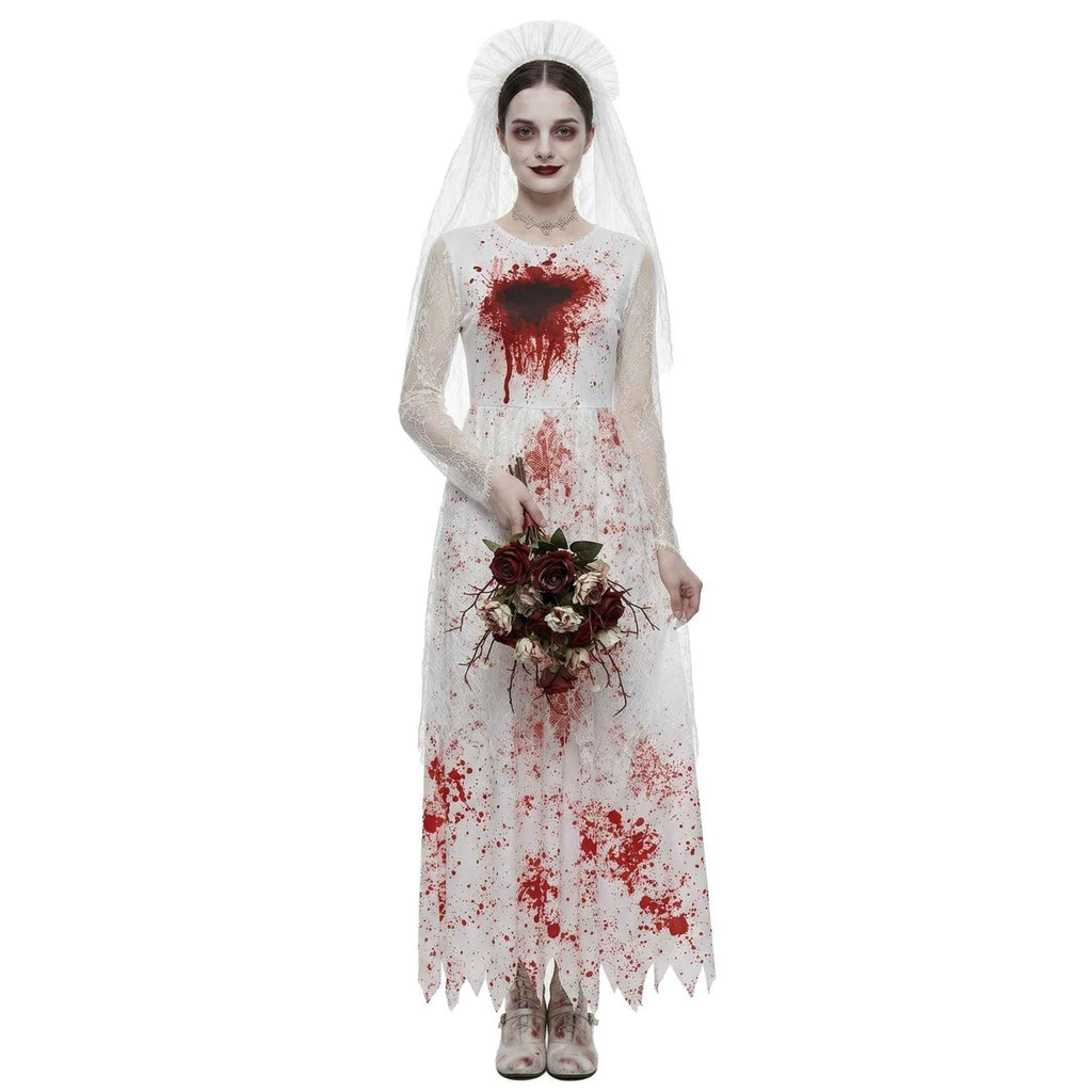 Halloween Ghost Bride White Wedding Dress