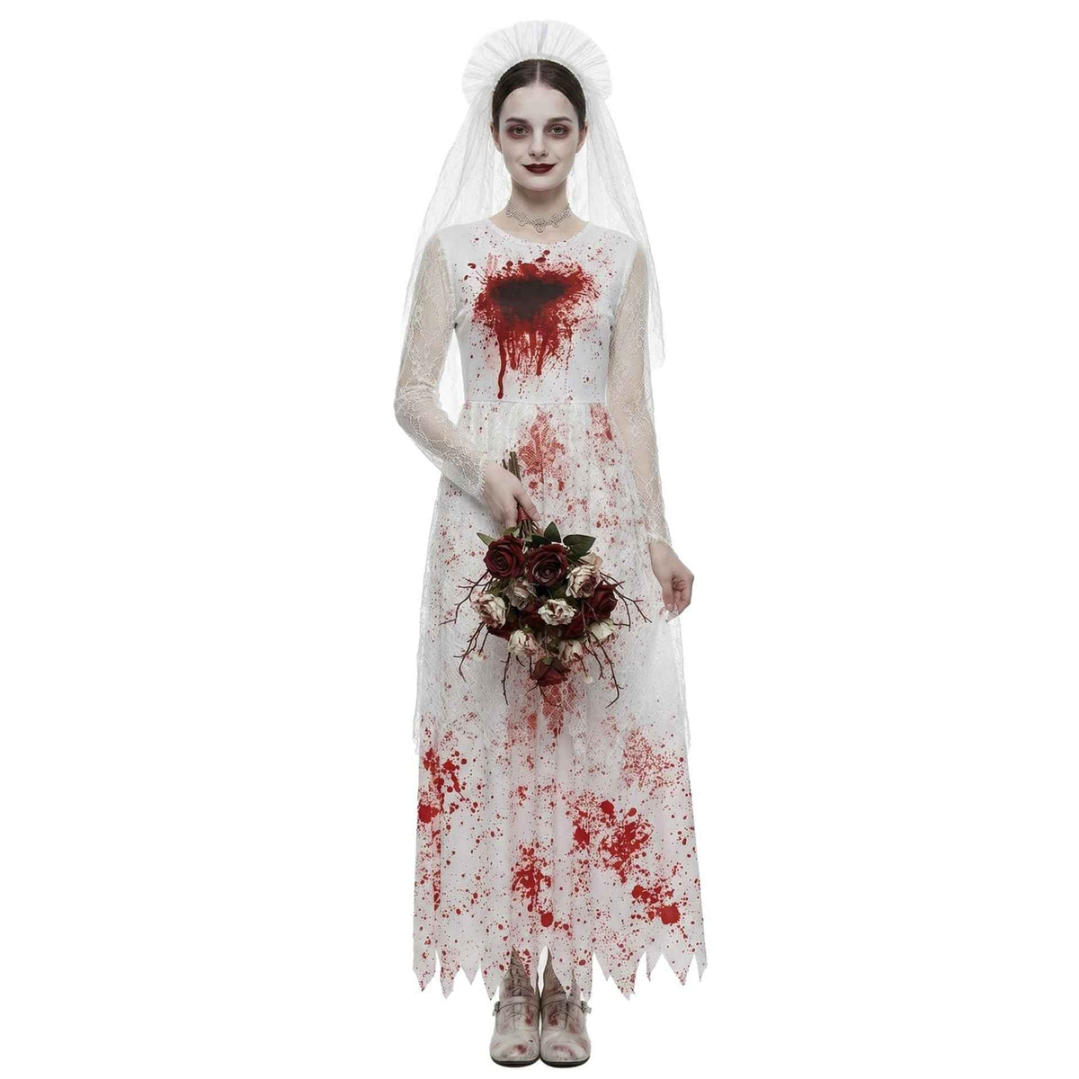 Halloween Ghost Bride White Wedding Dress