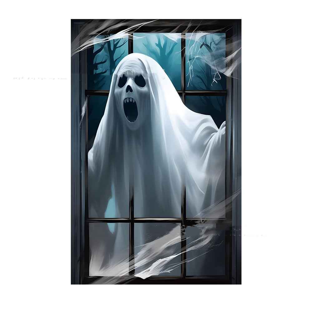 3D Witch & Ghost Window Cover – Halloween Party Backdrop