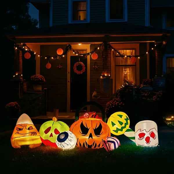 8 ft Inflatable Halloween Cluster – Pumpkins, Eyeballs & Candy